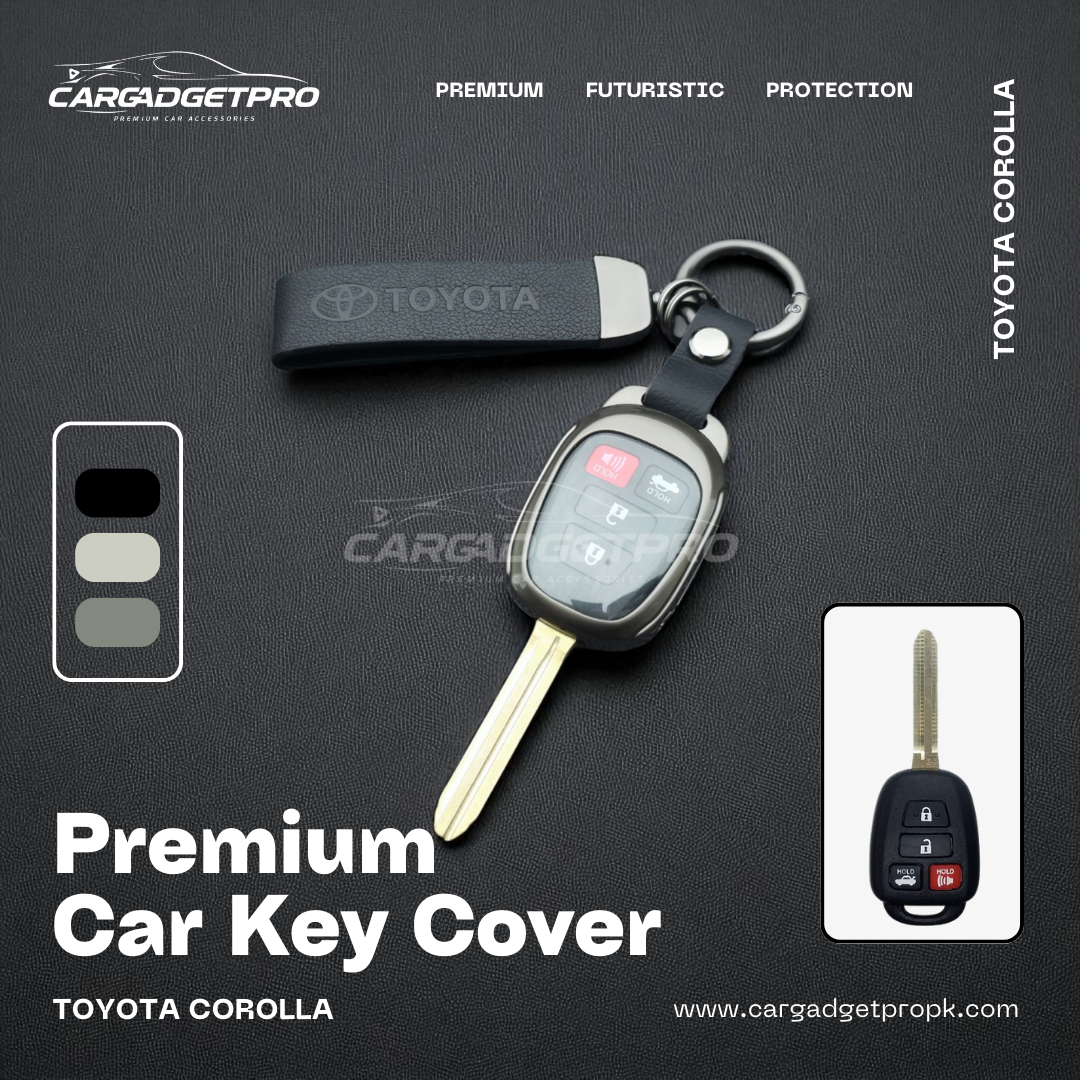 Premium leather metal car key cover for Toyota Corolla xli gli altis 1.6 – stylish, durable, scratch-proof protection