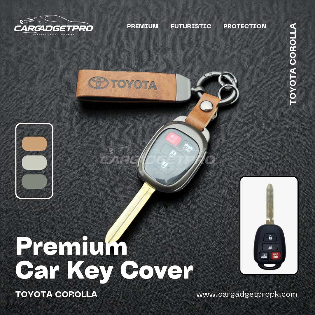 Premium leather metal car key cover for Toyota Corolla xli gli altis 1.6 – stylish, durable, scratch-proof protection