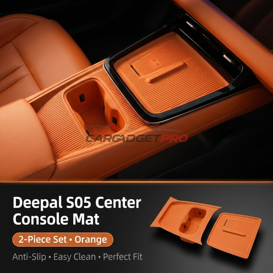 Deepal S05 Console Mat – Orange Silicone 2-Piece Set | Anti-Slip