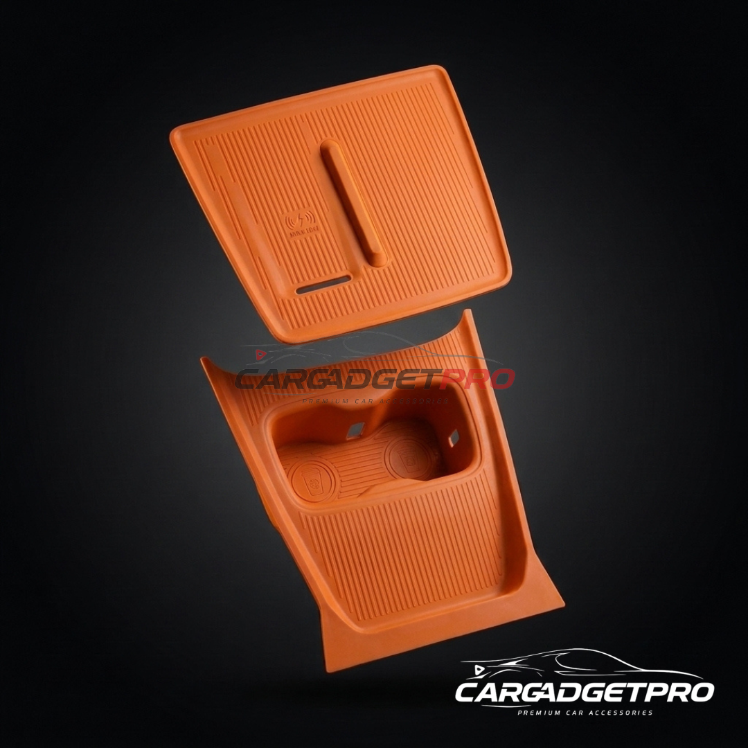 Deepal S05 Console Mat – Orange Silicone 2-Piece Set | Anti-Slip
