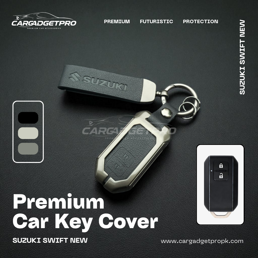 Premium leather metal car key cover for Suzuki Swift GLX CVT New Model – stylish, durable, scratch-proof protection