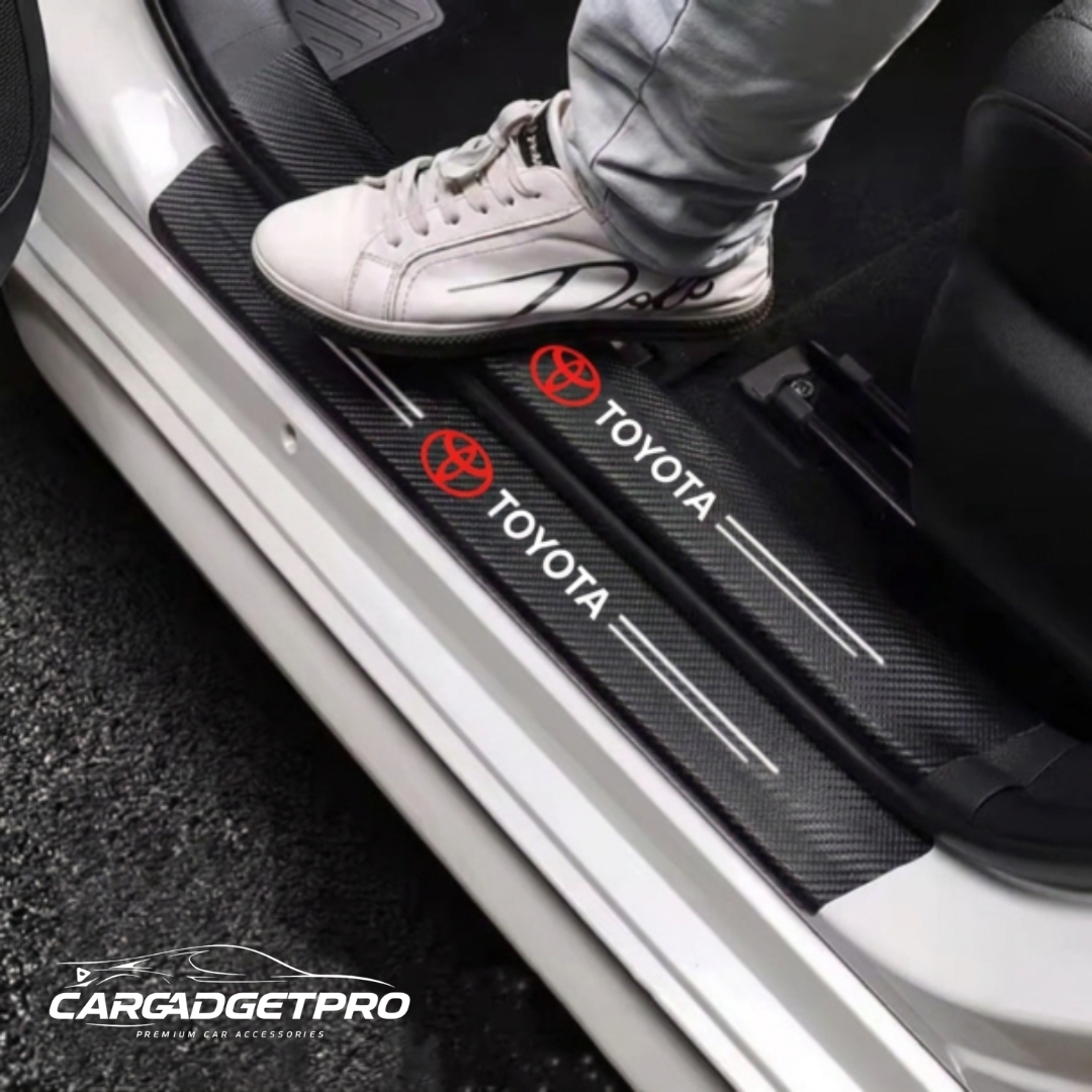 Car Door Sill Protector Carbon Fiber – Waterproof Scuff Guard - 4 Pcs