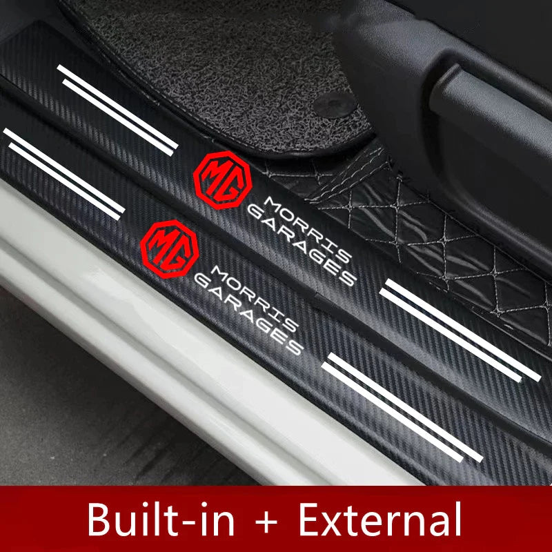 4 PCs Carbon Fiber Door Sill Protector